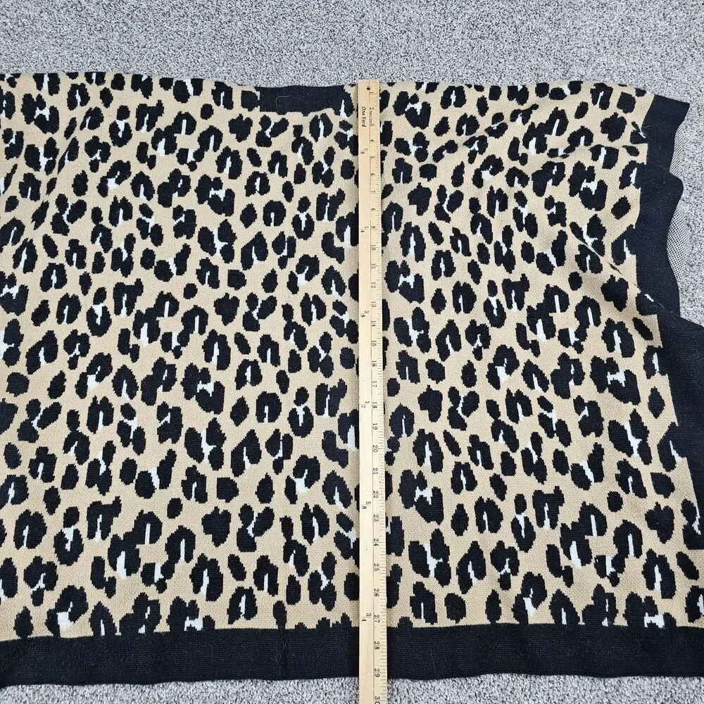 Kate Spade New York Leopord Belted Pincho Shrug Cardigan Wrap Wool Blend